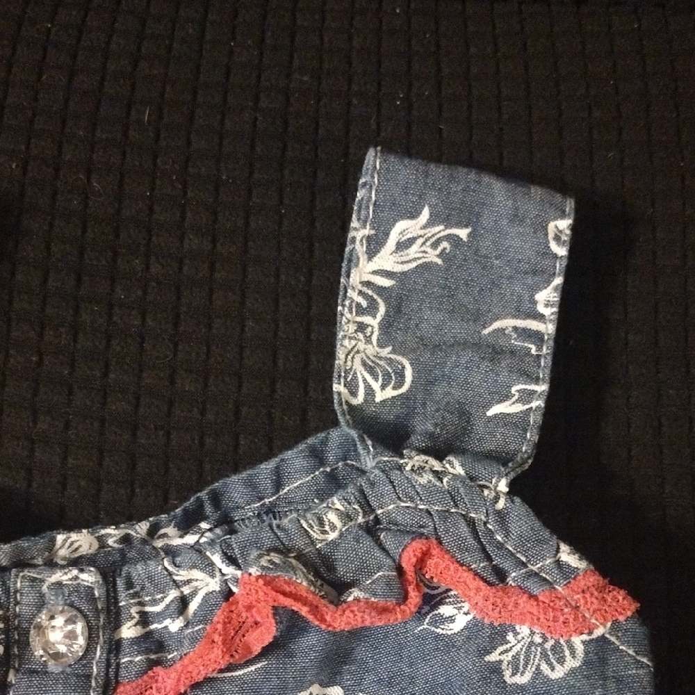 Denim Floral Sundress with Pink Lace Trim - Picture 7 of 8